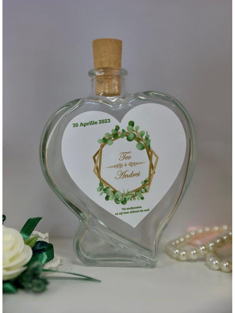 Sticla marturie NUNTA 200 ML Bella INIMA Sticla marturie NUNTA 200 ML Bella INIMA